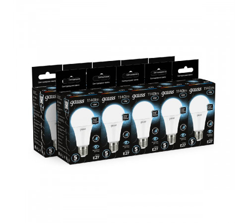 Лампа светодиодная диммируемая Gauss E27 12W 4100K груша матовая 102502212-S