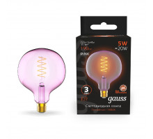 Лампа светодиодная диммируемая филаментная Gauss E27 5W 1800K шар розовый 1011802105