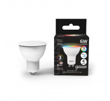 Лампа светодиодная диммируемая Gauss GU10 6W RGBW рефлектор матовый 101106406