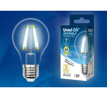 Лампа светодиодная филаментная (UL-00002874) Uniel E27 7W 4000K LED-A60-7W/NW/E27/CL/DIM GLA01TR