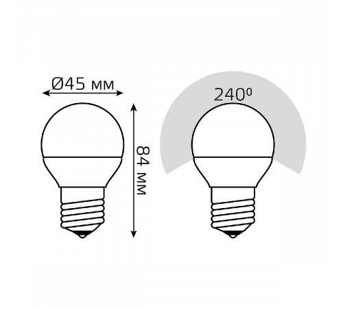 Лампа светодиодная диммируемая Gauss E27 7W 6500K шар матовый 105102307-D