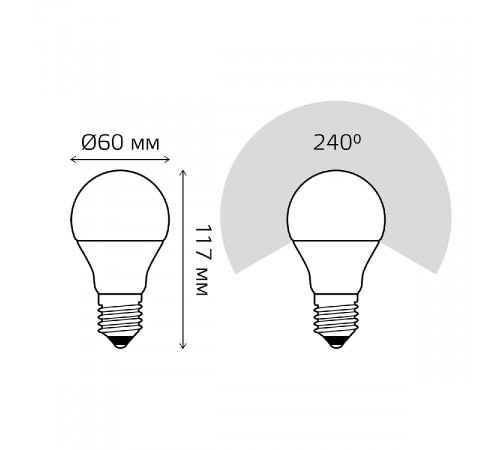 Лампа светодиодная диммируемая Gauss E27 12W 6500K груша матовая 102502312-S