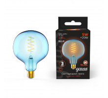 Лампа светодиодная диммируемая филаментная Gauss E27 5W 1800K шар синий 1013802105