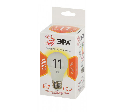 Лампа светодиодная Эра E27 11W 2700K LED A60-11W-827-E27 Б0030910 Лампа светодиодная Эра E27 11W 2700K LED A60-11W-827-E27 Б0030910
