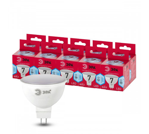Лампа светодиодная Эра GU5.3 7W 4000K LED MR16-7W-840-GU5.3 R Б0050690 Лампа светодиодная Эра GU5.3 7W 4000K LED MR16-7W-840-GU5.3 R Б0050690