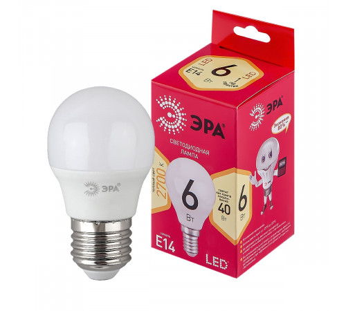 Лампа светодиодная Эра E14 6W 2700K LED P45-6W-827-E14 R Б0051058