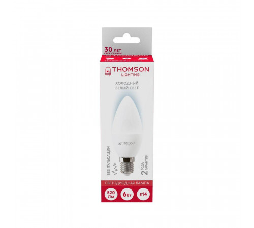 Лампа светодиодная Thomson E14 6W 6500K свеча матовая TH-B2307