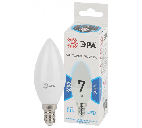 Лампа светодиодная Эра E14 7W 4000K LED B35-7W-840-E14 Б0020539 Лампа светодиодная Эра E14 7W 4000K LED B35-7W-840-E14 Б0020539