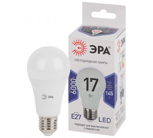 Лампа светодиодная Эра E27 17W 6000K LED A60-17W-860-E27 Б0031701 Лампа светодиодная Эра E27 17W 6000K LED A60-17W-860-E27 Б0031701