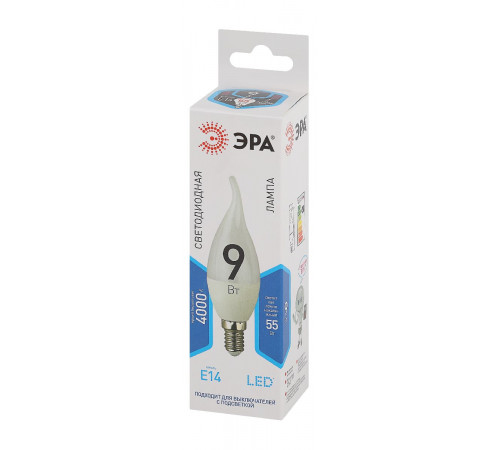 Лампа светодиодная Эра E14 9W 4000K LED BXS-9W-840-E14 Б0027974 Лампа светодиодная Эра E14 9W 4000K LED BXS-9W-840-E14 Б0027974