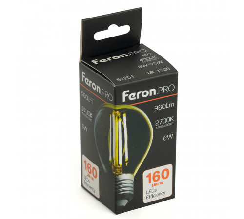 Светодиодная лампа Feron LB-1706 E27 6W 2700К 51250 Светодиодная лампа Feron LB-1706 E27 6W 2700К 51250