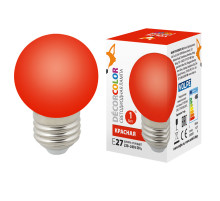 Лампа декоративная светодиодная (UL-00005646) Volpe E27 1W красная LED-G45-1W/RED/E27/FR/С