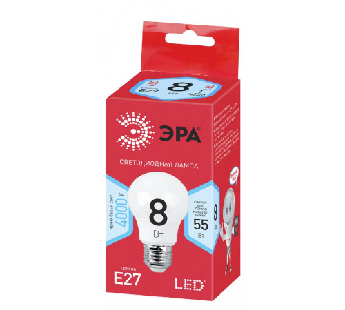 Лампа светодиодная Эра E27 8W 4000K ECO LED A55-8W-840-E27 Б0032096