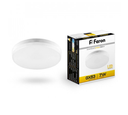 Лампа светодиодная Feron GX53 7W 2700K Таблетка Матовая LB-451 25831 Лампа светодиодная Feron GX53 7W 2700K Таблетка Матовая LB-451 25831