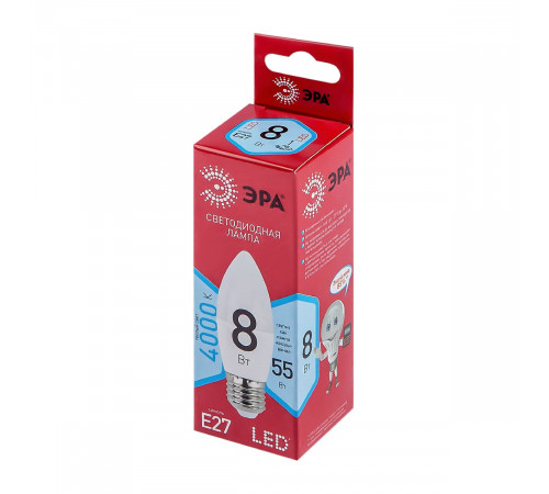 Лампа светодиодная Эра E27 8W 4000K LED B35-8W-840-E27 R Б0050695 Лампа светодиодная Эра E27 8W 4000K LED B35-8W-840-E27 R Б0050695