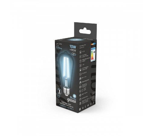 Лампа светодиодная Gauss Filament E27 10W 4100K 157802210 Лампа светодиодная Gauss Filament E27 10W 4100K 157802210