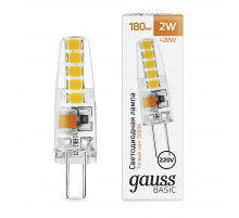 Светодиодная лампа Gauss Basic G4 2W 3000K 1169712