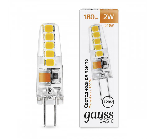Светодиодная лампа Gauss Basic G4 2W 3000K 1169712 Светодиодная лампа Gauss Basic G4 2W 3000K 1169712