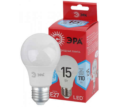 Лампа светодиодная Эра E27 15W 4000K LED A60-15W-840-E27 R Б0046356 Лампа светодиодная Эра E27 15W 4000K LED A60-15W-840-E27 R Б0046356
