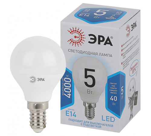Лампа светодиодная Эра E14 5W 4000K LED P45-5W-840-E14 Б0028487 Лампа светодиодная Эра E14 5W 4000K LED P45-5W-840-E14 Б0028487