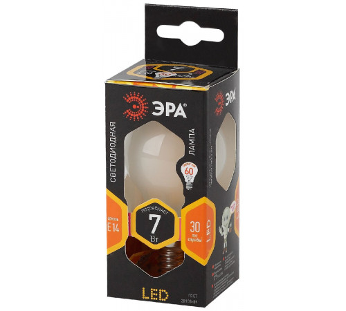 Лампа светодиодная Эра E14 7W 2700K F-LED P45-7W-827-E14 frost Б0027956 Лампа светодиодная Эра E14 7W 2700K F-LED P45-7W-827-E14 frost Б0027956
