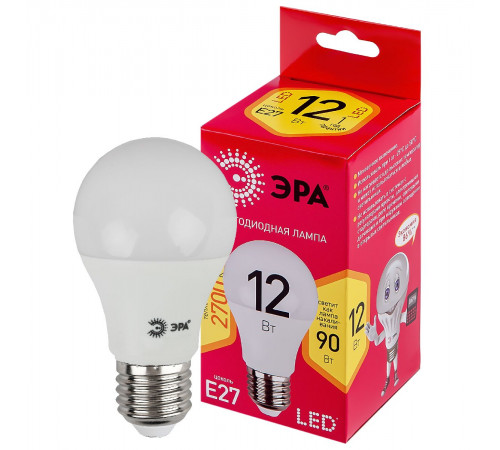 Лампа светодиодная Эра E27 12W 2700K LED A60-12W-827-E27 R Б0050197 Лампа светодиодная Эра E27 12W 2700K LED A60-12W-827-E27 R Б0050197