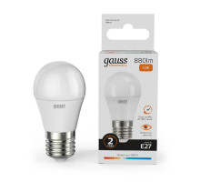 Лампа светодиодная Gauss E27 12W 3000K шар матовый 53212