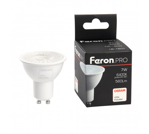 Лампа светодиодная Feron GU10 7W 6400K рефлекторная LB-1607 38178