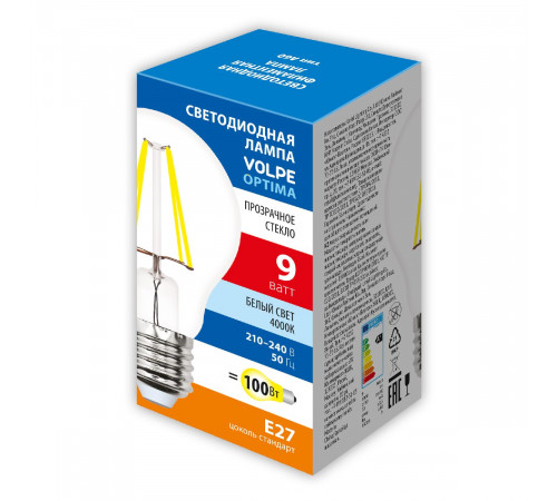 Лампа светодиодная Volpe Optima LED-A60-9W/4000K/E27/CL/SLF UL-00008303