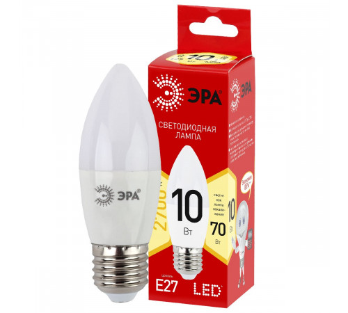 Лампа светодиодная Эра E27 10W 2700K LED B35-10W-827-E27 R Б0052377 Лампа светодиодная Эра E27 10W 2700K LED B35-10W-827-E27 R Б0052377