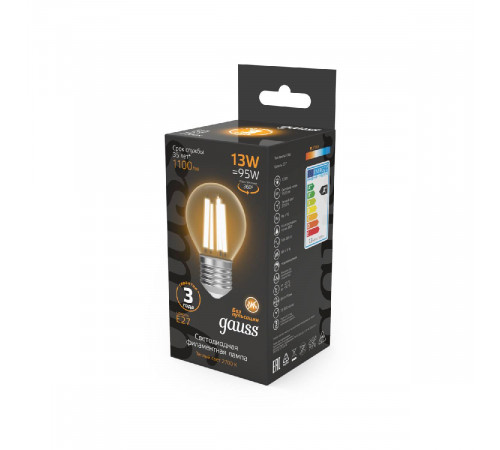 Лампа светодиодная Gauss Filament E27 13W 2700K 105802113 Лампа светодиодная Gauss Filament E27 13W 2700K 105802113
