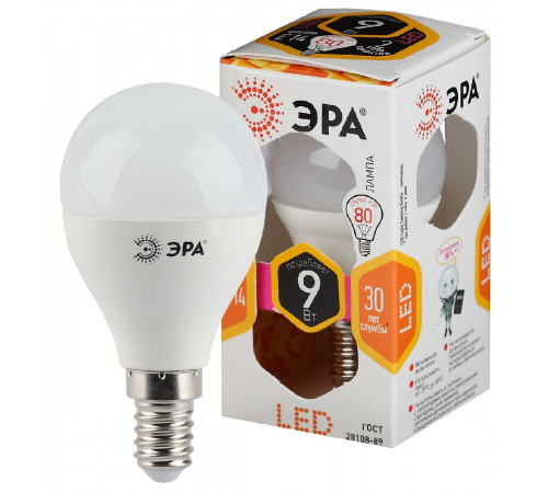 Лампа светодиодная Эра E14 9W 2700K LED P45-9W-827-E14 Б0029041 Лампа светодиодная Эра E14 9W 2700K LED P45-9W-827-E14 Б0029041