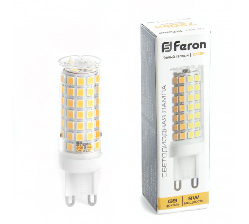 Лампа светодиодная Feron G9 9W 2700K капсульная LB-434 38146 Лампа светодиодная Feron G9 9W 2700K капсульная LB-434 38146