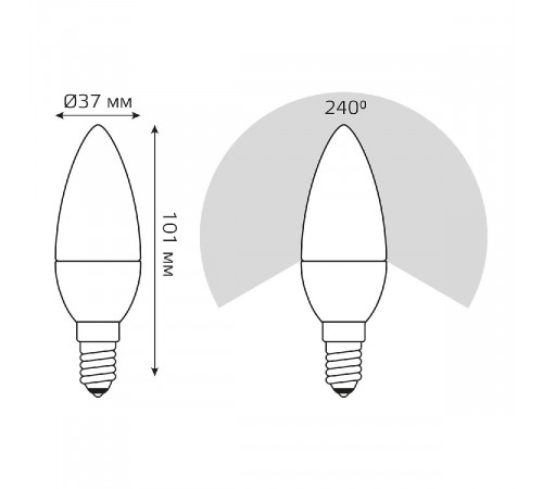 Лампа cветодиодная Gauss E14 6W 3000K свеча матовая 33116 Лампа cветодиодная Gauss E14 6W 3000K свеча матовая 33116