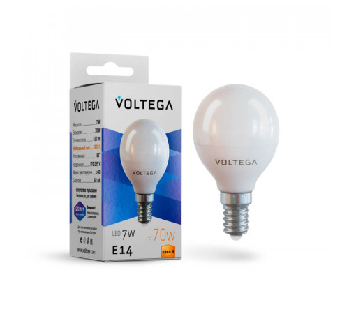 Лампа светодиодная Voltega E14 7W 2800К матовая VG2-G45E14warm7W 7054 Лампа светодиодная Voltega E14 7W 2800К матовая VG2-G45E14warm7W 7054