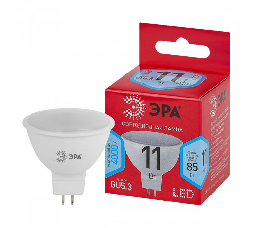 Лампа светодиодная Эра GU5.3 11W 4000K LED MR16-11W-840-GU5.3 R Б0052441 Лампа светодиодная Эра GU5.3 11W 4000K LED MR16-11W-840-GU5.3 R Б0052441