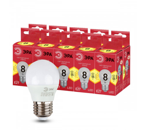 Лампа светодиодная Эра E27 8W 2700K LED P45-8W-827-E27 R Б0053028