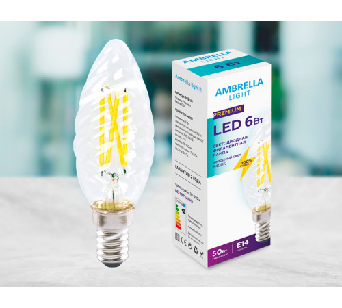 Светодиодная лампа Ambrella Light Filament C35 E14 6W 6400K 202126
