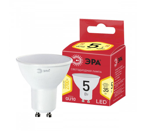 Лампа светодиодная Эра GU10 5W 2700K LED MR16-5W-827-GU10 R Б0051852 Лампа светодиодная Эра GU10 5W 2700K LED MR16-5W-827-GU10 R Б0051852