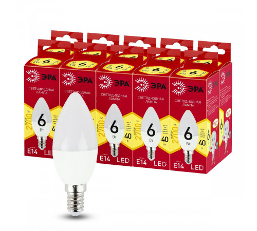 Лампа светодиодная Эра E14 6W 2700K LED B35-6W-827-E14 R Б0052383