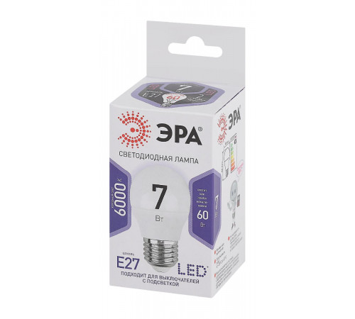 Лампа светодиодная Эра E27 7W 6000K LED P45-7W-860-E27 Б0031402 Лампа светодиодная Эра E27 7W 6000K LED P45-7W-860-E27 Б0031402