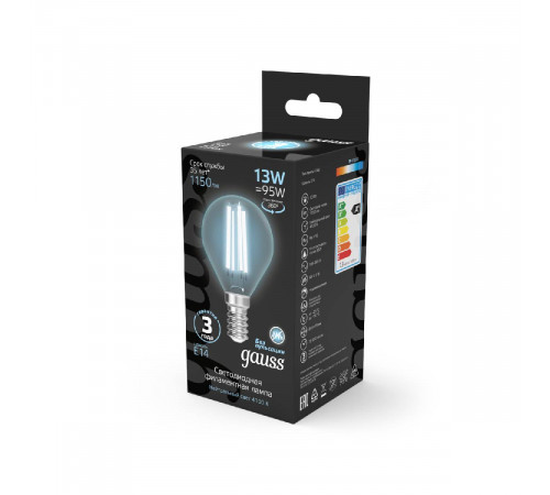 Лампа светодиодная Gauss Filament E14 13W 4100K 105801213 Лампа светодиодная Gauss Filament E14 13W 4100K 105801213