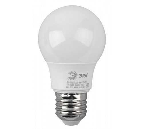 Лампа светодиодная Эра E27 8W 2700K ECO LED A55-8W-827-E27 Б0032095 Лампа светодиодная Эра E27 8W 2700K ECO LED A55-8W-827-E27 Б0032095