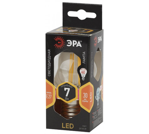 Лампа светодиодная Эра E27 7W 2700K F-LED P45-7W-827-E27 Б0027948 Лампа светодиодная Эра E27 7W 2700K F-LED P45-7W-827-E27 Б0027948