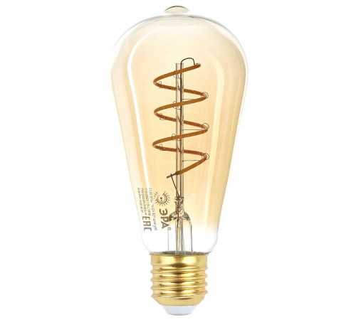 Лампа светодиодная Эра E27 7W 2400K F-LED ST64-7W-824-E27 spiral gold Б0047665 Лампа светодиодная Эра E27 7W 2400K F-LED ST64-7W-824-E27 spiral gold Б0047665