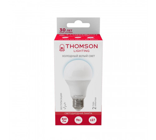 Лампа светодиодная Thomson E27 9W 6500K груша матовая TH-B2302 Лампа светодиодная Thomson E27 9W 6500K груша матовая TH-B2302