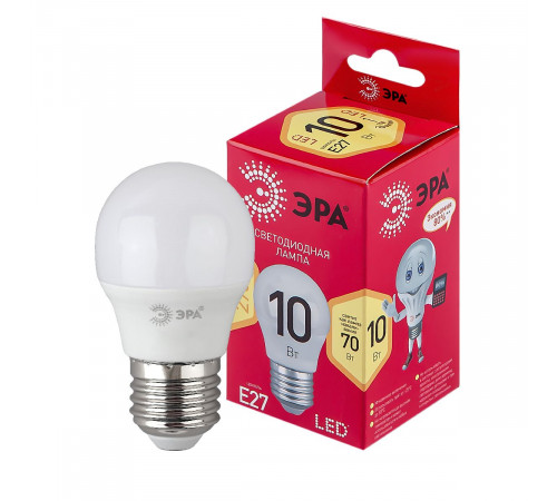 Лампа светодиодная Эра E27 10W 2700K LED P45-10W-827-E27 R Б0050698 Лампа светодиодная Эра E27 10W 2700K LED P45-10W-827-E27 R Б0050698