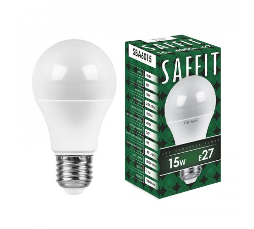 Лампа светодиодная Saffit SBA6015 шар E27 15W 4000K 55011 Лампа светодиодная Saffit SBA6015 шар E27 15W 4000K 55011
