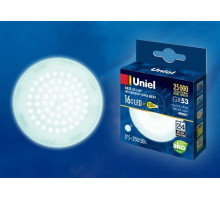 Лампа светодиодная (UL-00003725) Uniel GX53 16W 4000K матовая LED-GX53-16W/NW/GX53/FR PLZ01WH