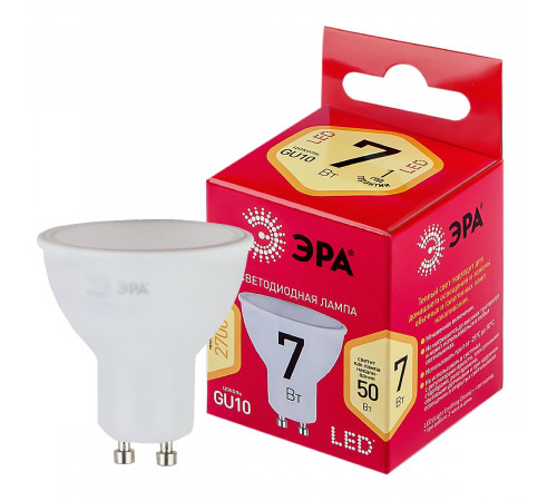 Лампа светодиодная Эра GU10 7W 2700K LED MR16-7W-827-GU10 R Б0050198 Лампа светодиодная Эра GU10 7W 2700K LED MR16-7W-827-GU10 R Б0050198